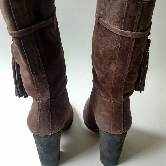 Vince Camuto Slouch Grey Suede Leather Boots 7 - Picture 7 of 14